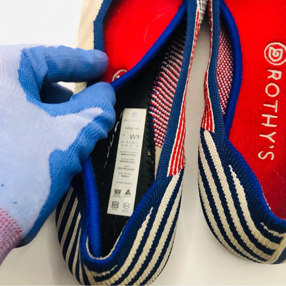 Rothy's Women’s Blue & Cream Striped‎ Flat - Picture 10 of 10